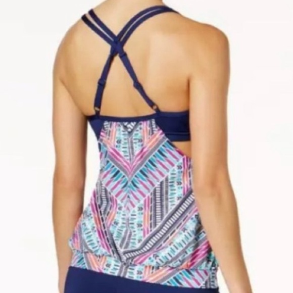 NWT $86 Jag Swim Cross Back Tankini Top Small Swimsuit Athletic Built in Bra - Picture 11 of 11